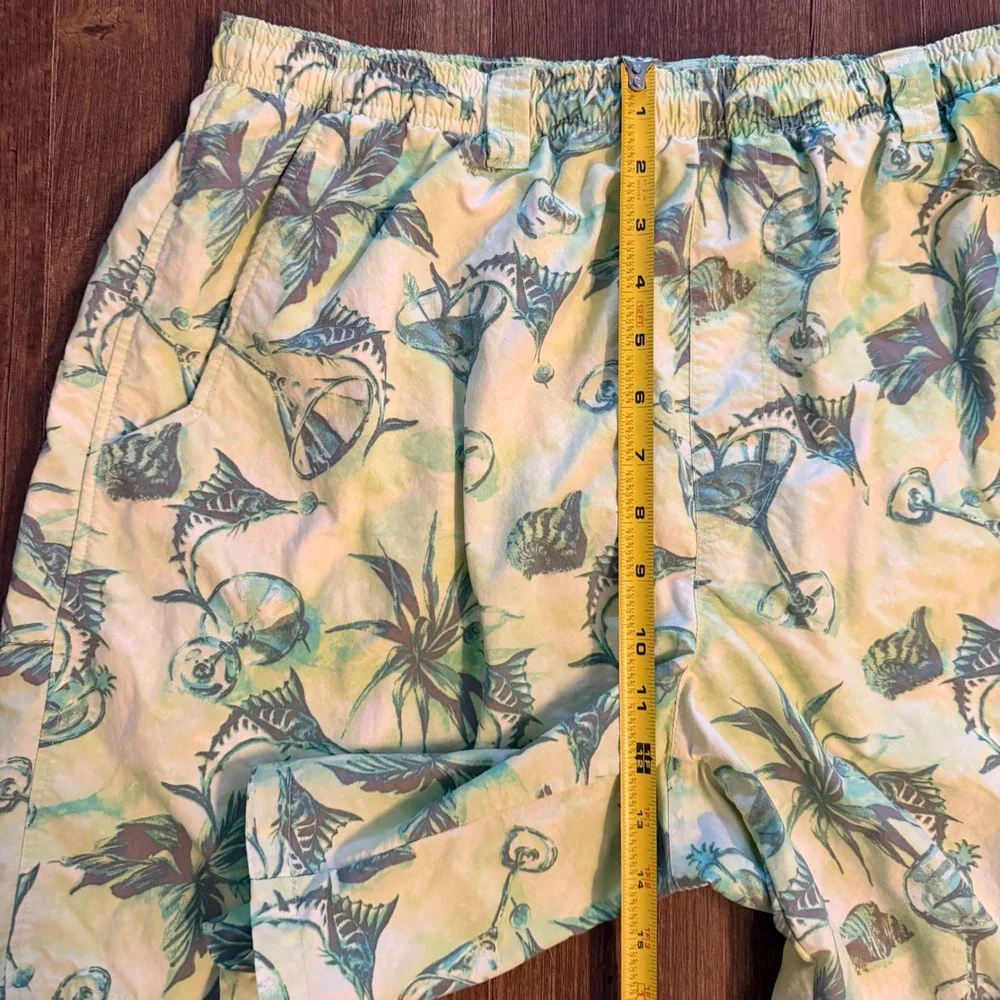 Columbia PFG Shorts‎ Mens XL Green Tropical Marlin Martini Omni-Shade Fishing